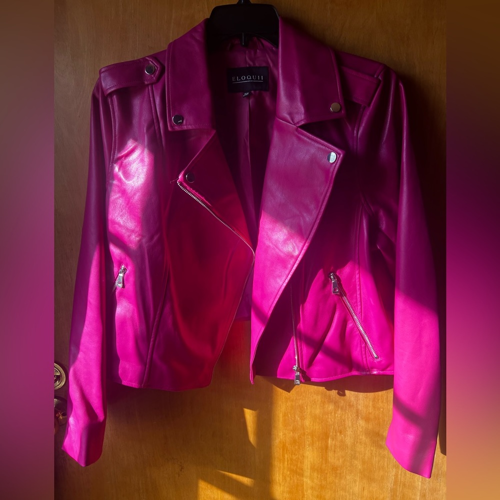 Hot Pink Faux Leather Jacket
